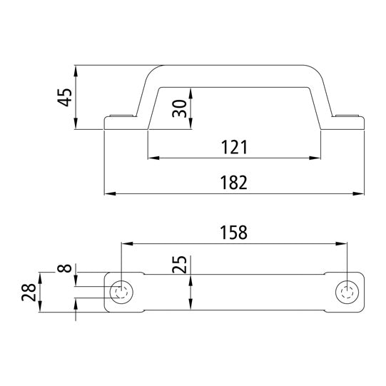 Handle 182 mm, black plastic