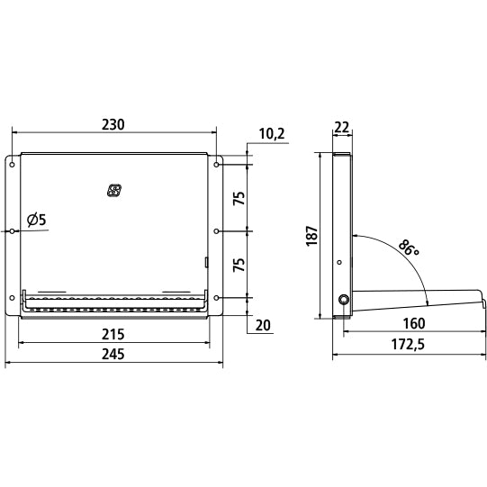 Suer built-in folding steps, SS tray, galvanised tread surface