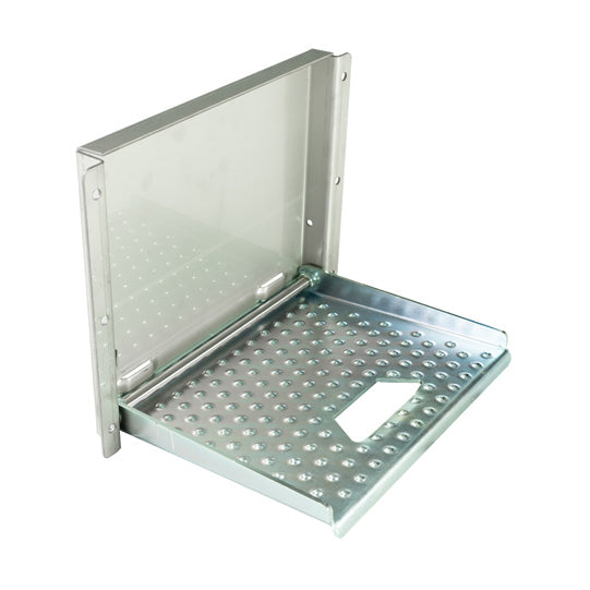 Suer built-in folding steps, SS tray, galvanised tread surface