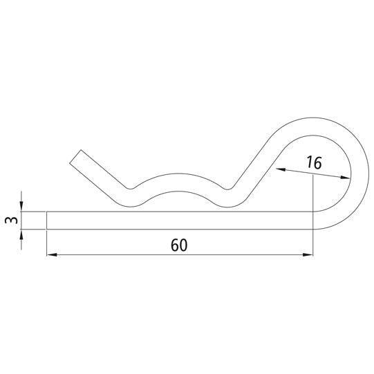 Spring cotter pin, single, galvanised, 3 mm