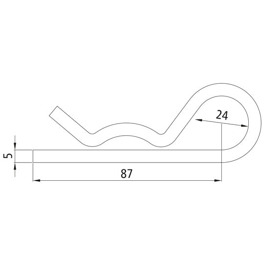 Spring cotter pin, single, galvanised, 5 mm