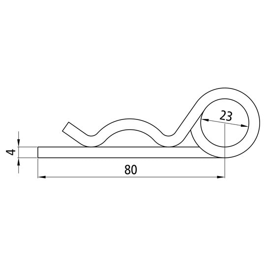 Spring cotter pin, double, galvanised, 4 mm
