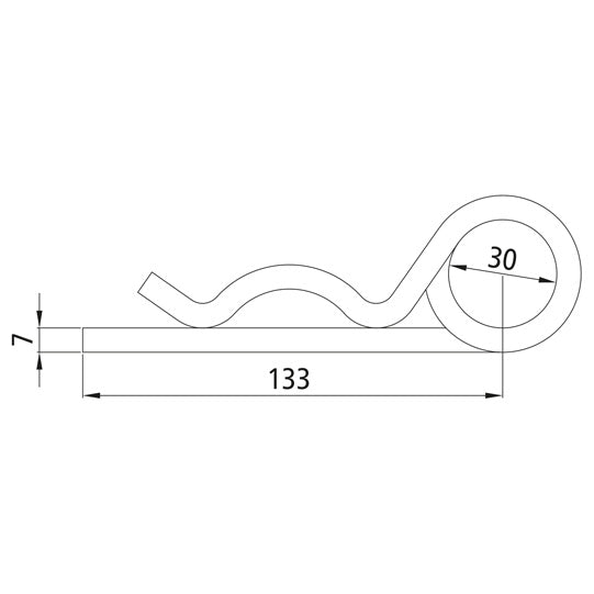 Spring cotter pin, double, electrogalvanized, 7 mm