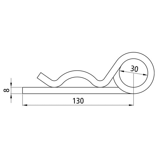 Spring cotter pin, double, galvanised, 8 mm