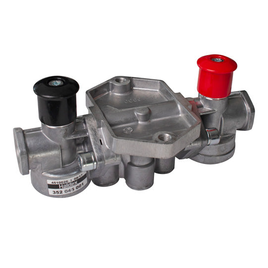 Dubbelutlösningsventil, manuell, M16 × 1,5, med backventil