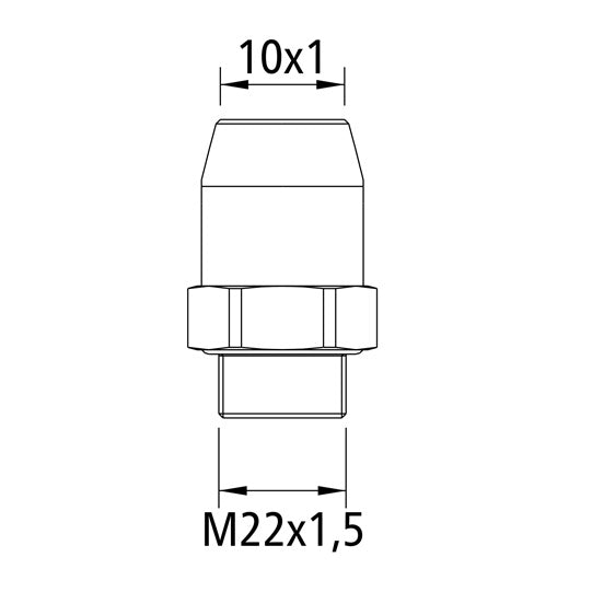GE-liitin 10 x 1.0. M22 x 1.5