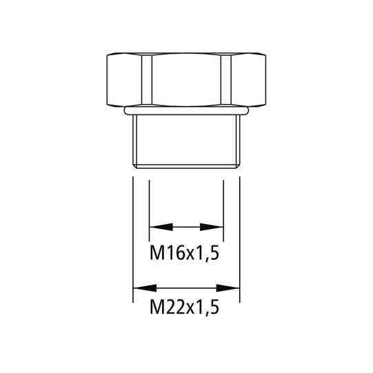 Reducering M22 x 1,5/M16 x 1,5