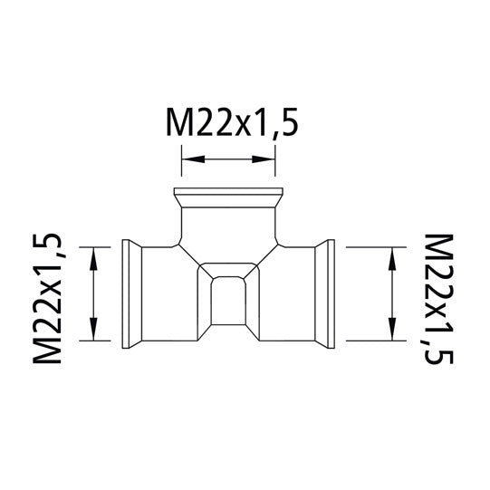 T-piece 3 times M22 x 1.5