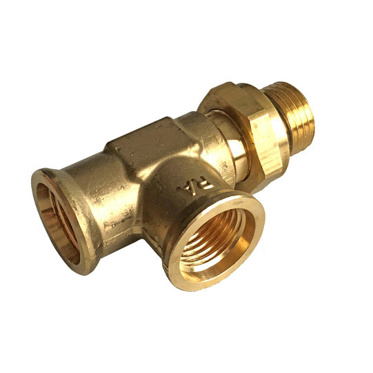 L-formad skotkontakt, 2 x M16 x 1,5 invändig, 1 x M16 x 1,5 utvändig