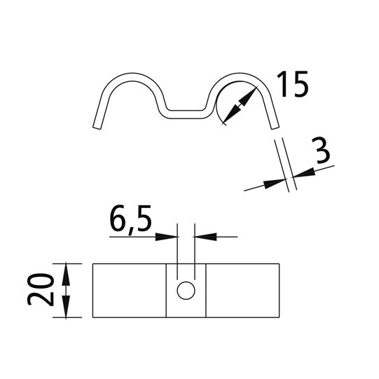 Fastening clamp for 2 cables