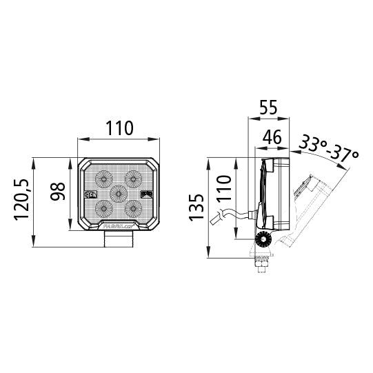 FABRILcar® WorkFAB II LED 2000, 12/24 V, 1,5 m, 2000 lm, öppen ände