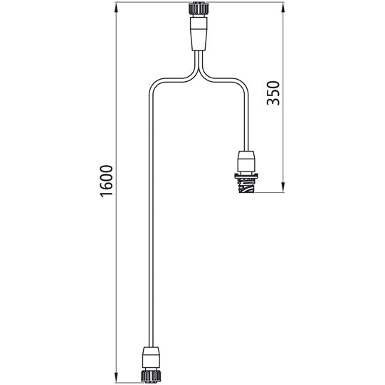 Y-förlängningskabel, 7-polig AMP, 1600 mm/350 mm