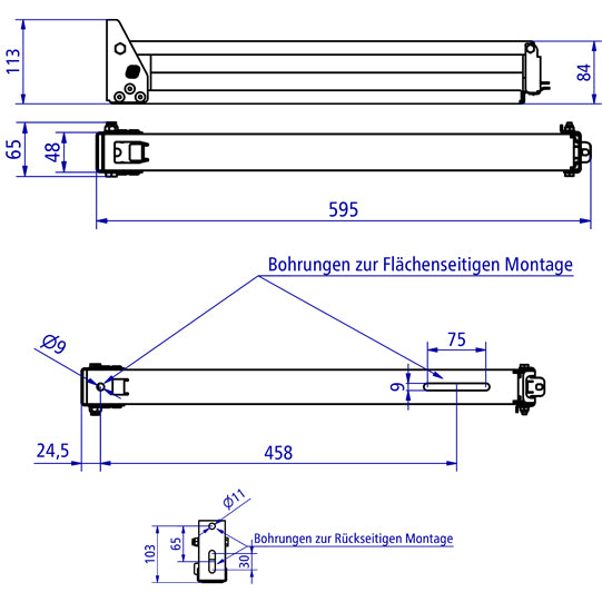 Shovel and brush holder, stainless steel, cellular rubber, lockable, 595x84x113