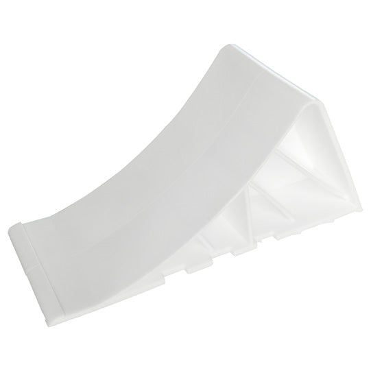 Plastic-wheel chock, white, 224 × 90 × 99 mm, 1600/800 kg