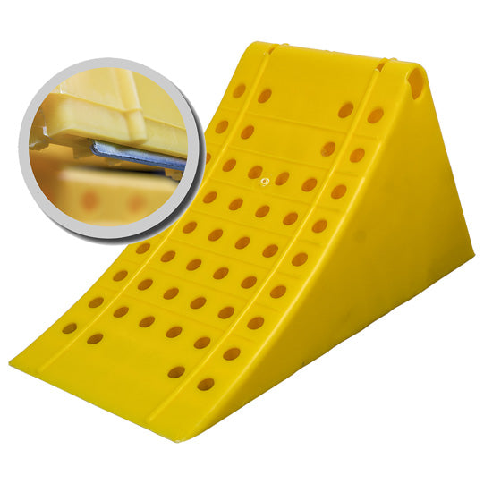 Plastic-wheel chock G 53/200, yellow, w/ anti-slip plate
