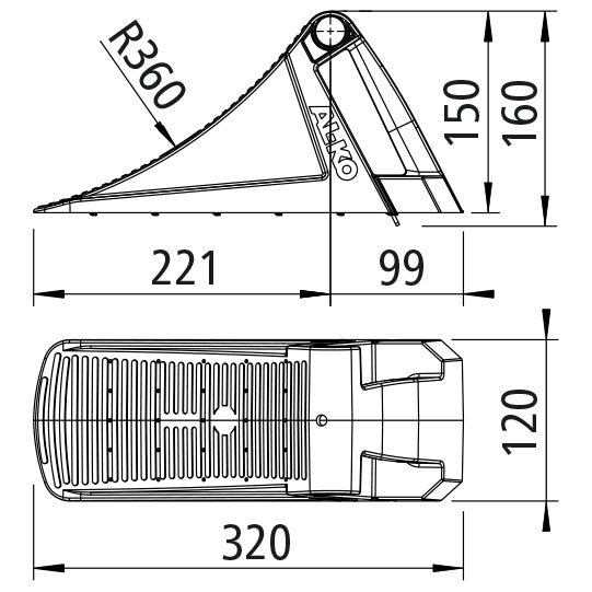 Plastic stop shoe, G36, black, DIN 76051