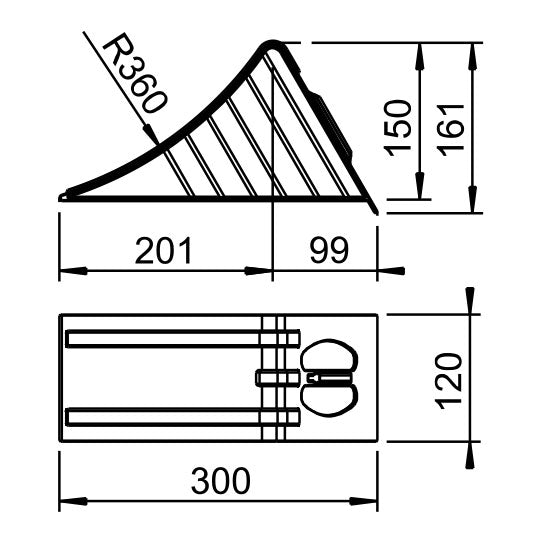 wheel chock G 36, galvanised