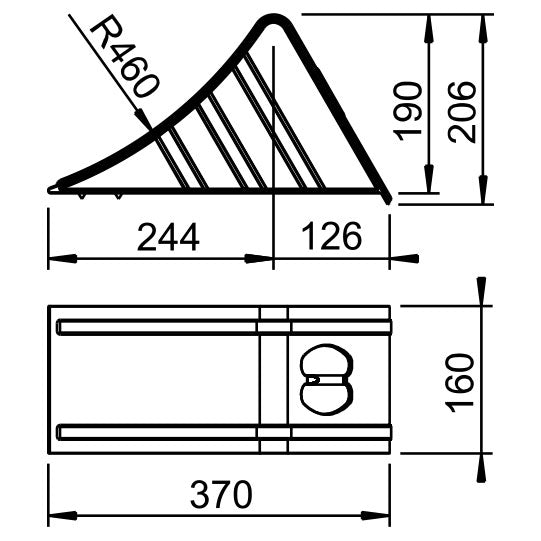wheel chock G 46, galvanised, DIN 76051