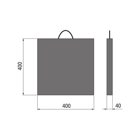Kranstödplatta, plast HMPE 500 R, 400 × 400 × 40 mm