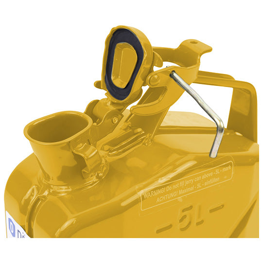 Fuel canister 5 l, sheet steel, yellow, 120 × 230 × 310 mm