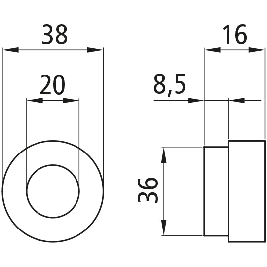 Weld-in bushing, bore 20 mm, w/out groove