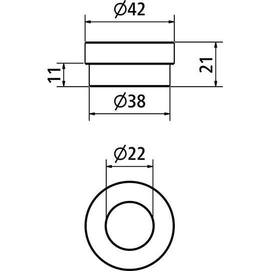 Insvetsbussning, borrning 22 mm, utan utvändigt spår, ytter-Ø 42 mm