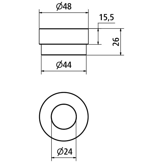 Weld-in bushing, bore 24 mm, w/out groove