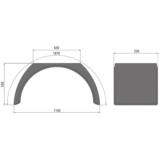 Rear mudguard H-PE 55.1105.19 angular, polyethylene