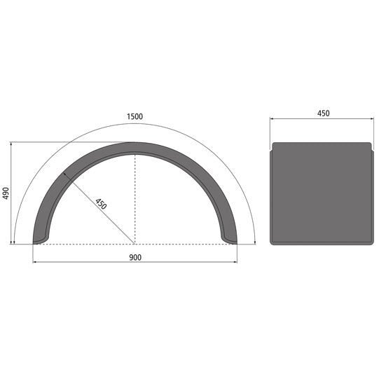 Rear mudguard H-PE 45.900.15, polyethylene