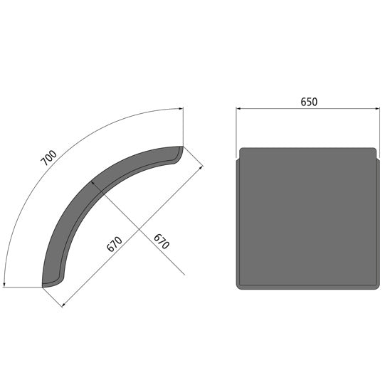 Mudguard short (quarter) L-PE 65.670.07, polyethylene