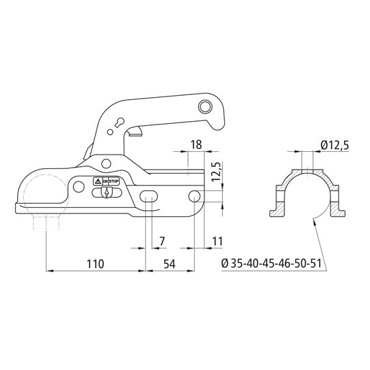 clutch WW 30 K+Z, drawbar Ø 50 mm