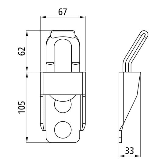 Lashing bracket w/ loop, raw, load capacity 2500 daN