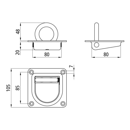 Lashing ring, hot-dip galvanized, 1000 daN