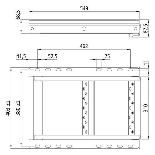 2-step stepladder, stl. hot-dip galvanized, extendable