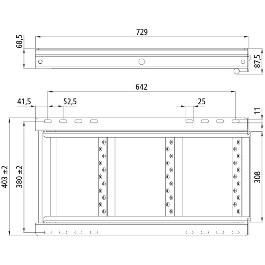 Trailer steps, 3-steps,steel Geometcoated,retractable,729x403mm