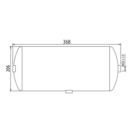 Compressed air tank, sheet stl., 10 litres, 206 × 368 mm