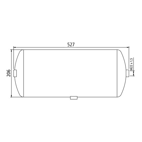 Compressed air tank, sheet stl., 15 litres, 206 × 527 mm