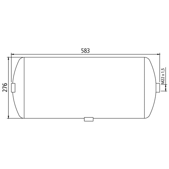 Tryckluftstank, stålplåt, 30 liter, 276 × 583 mm