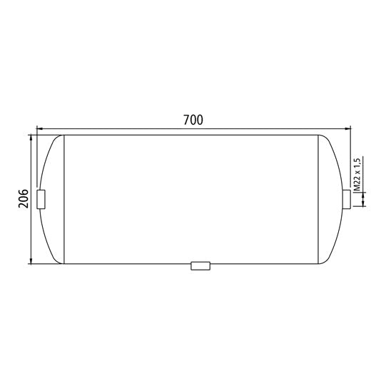 Compressed air tank, aluminum, 20 liters, 206 × 700 mm