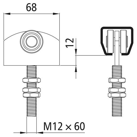 Roller for profile 300/type 23, single pair, galvanized