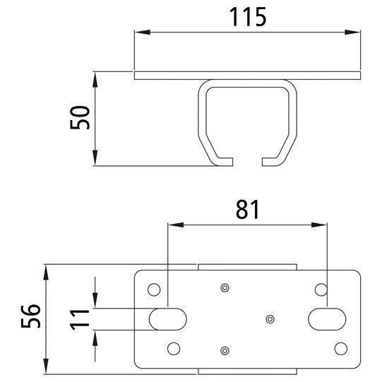 Ceiling fixing sleeve f. profile 300/type 23, galvanised