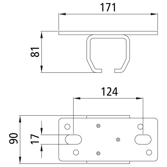 Ceiling fixing sleeve for profile 500/type 25 galvanized