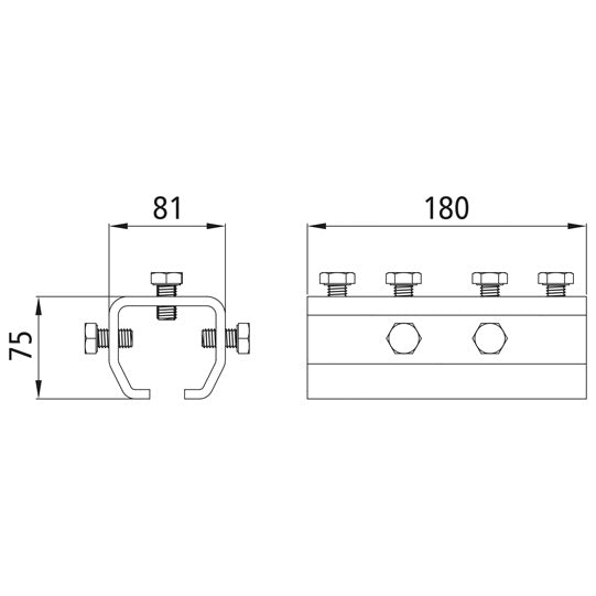 Connecting sleeve for profile 500/type 25, galvanized
