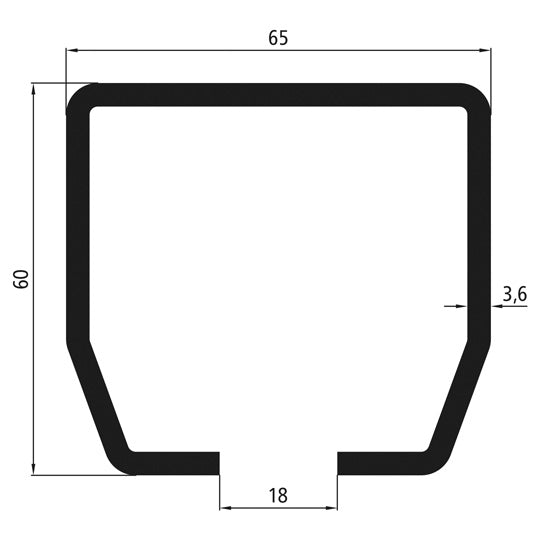 Juoksukisko profiili nro 500/tyyppi 25, sinkitty, pituus 6000 mm