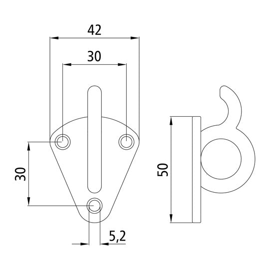 Flat hook w/ ring eye/ring hook, stl. hot-dip galvanized