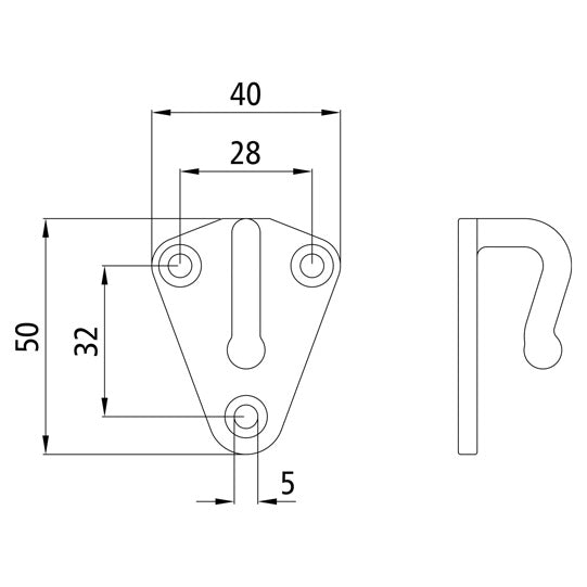 Three-hole tarpaulin hook, small, stl. hot-dip galvanized