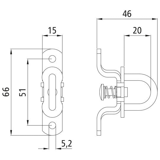 Twist lock f. oval eyelet 42 x 22 mm, galvanised