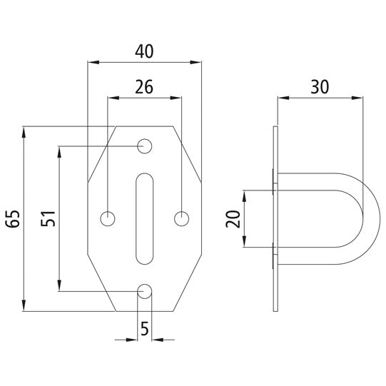 Bracket cramp, clear width 30 mm, rigid, galvanized