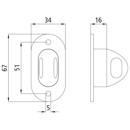 Vridlås för oval öljett 42 x 22 mm, grå plast