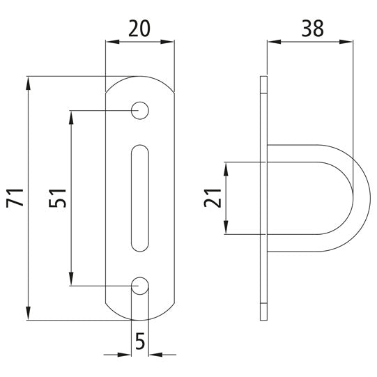 Bracket cramp, clear width 38 mm, rigid, galvanised